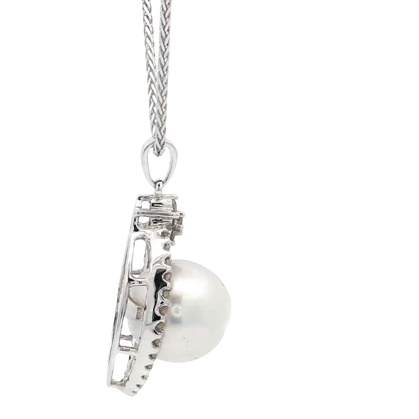 White Gold Pearl & Diamond Necklace