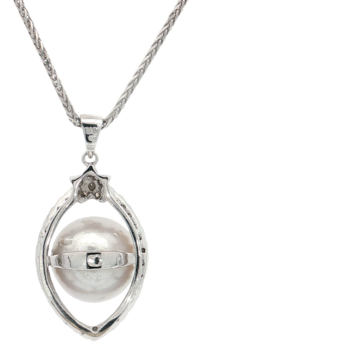 White Gold Pearl & Diamond Necklace