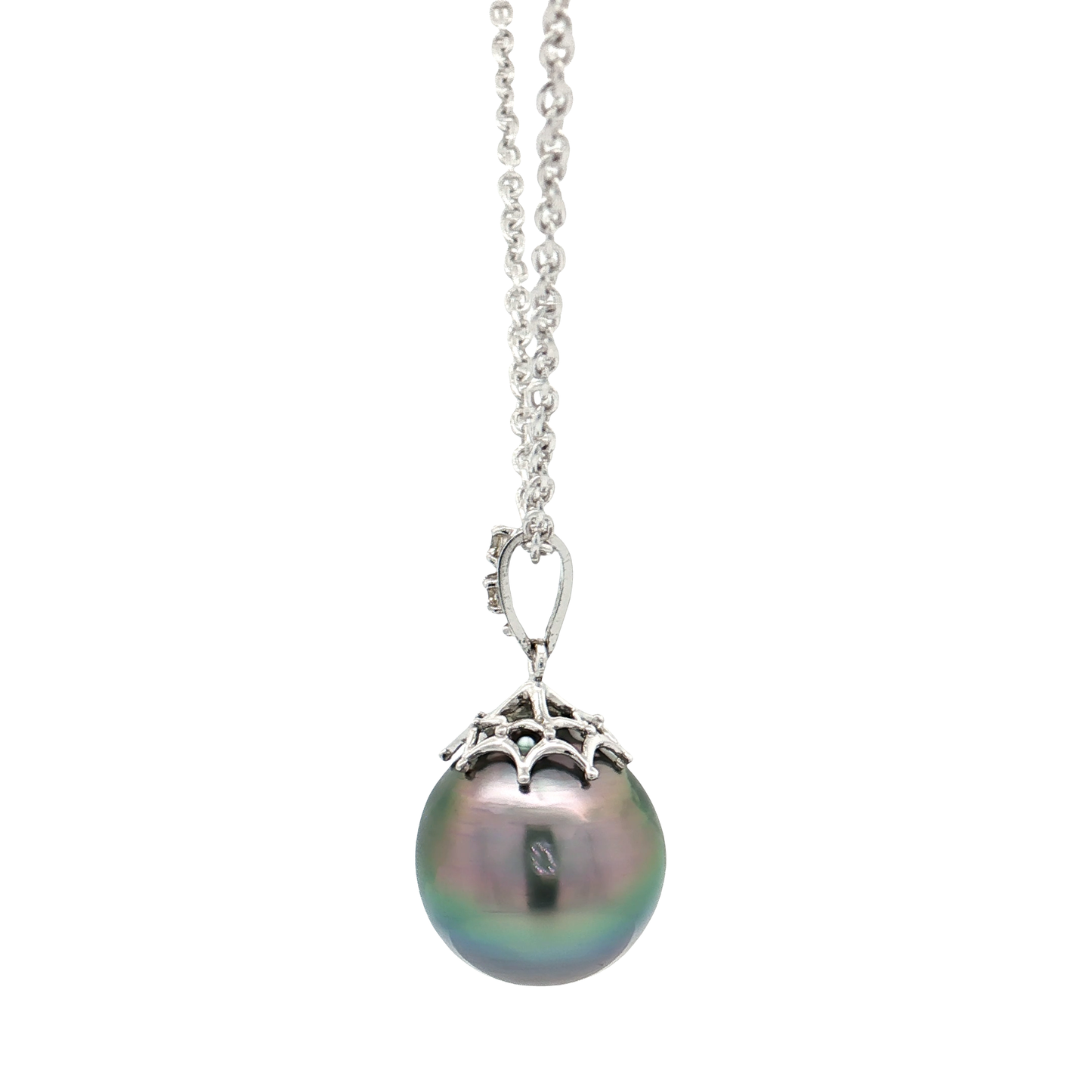 White Gold Pearl & Diamond Necklace