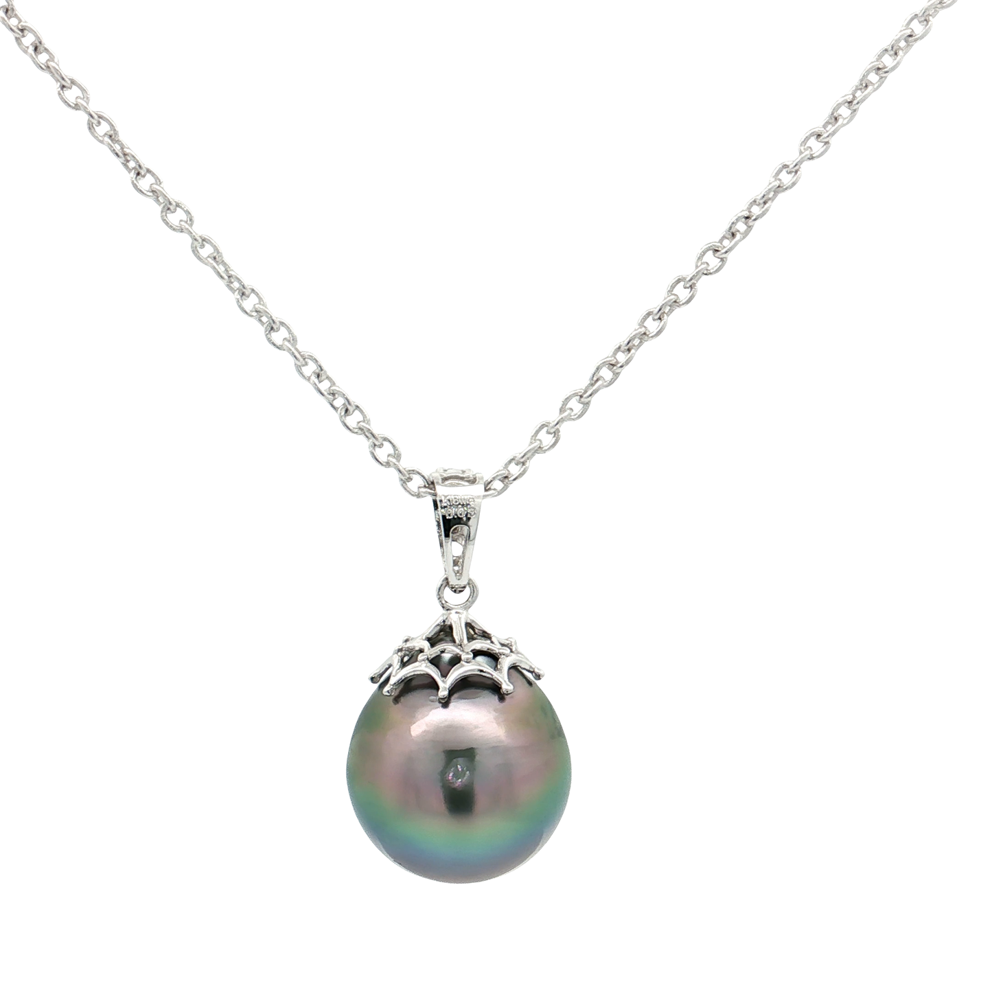 White Gold Pearl & Diamond Necklace