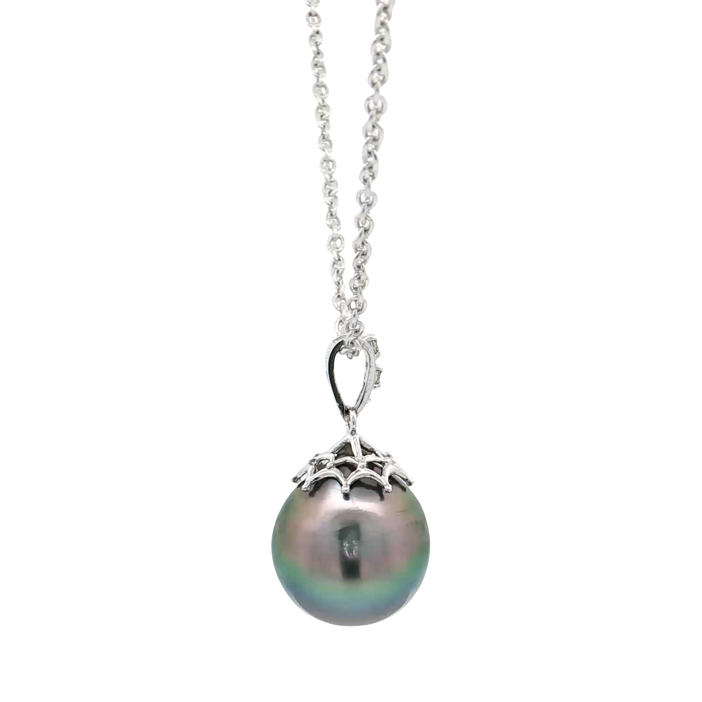 White Gold Pearl & Diamond Necklace