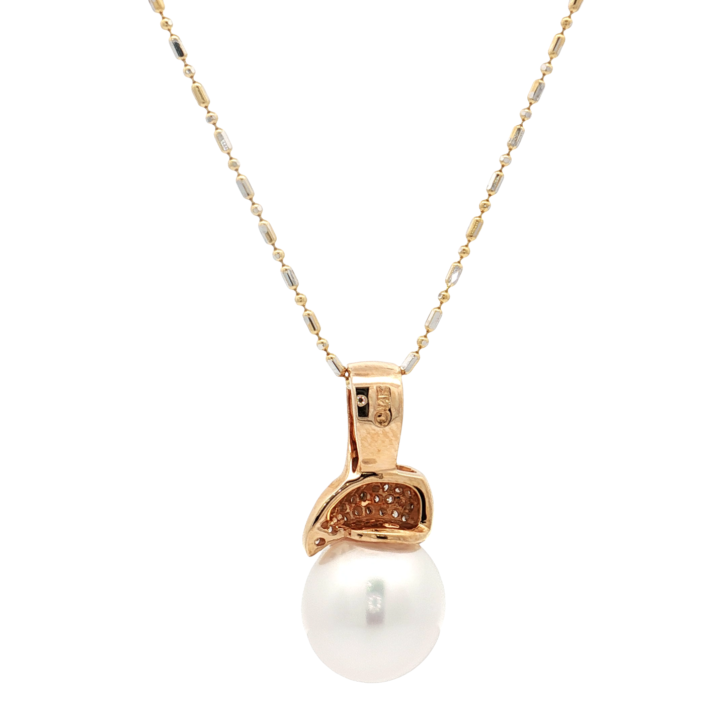Yellow Gold Pearl & Diamond Necklace
