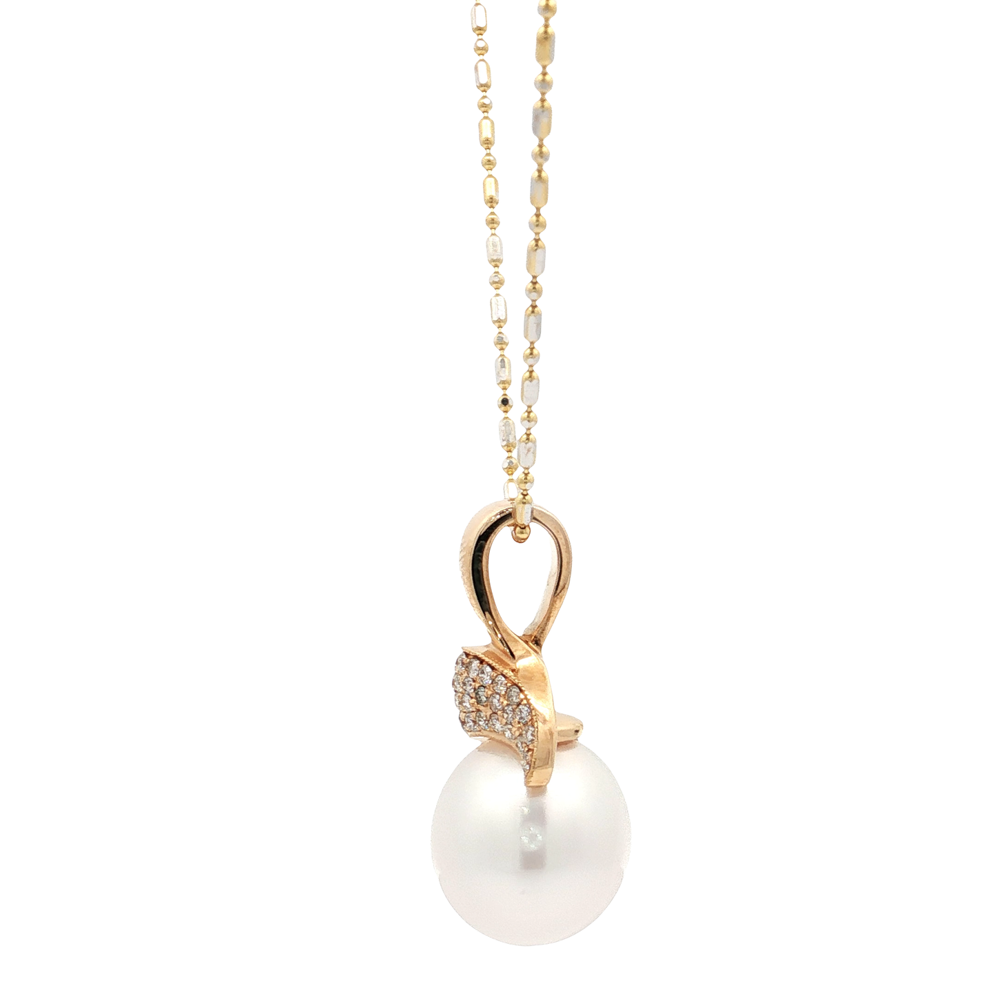 Yellow Gold Pearl & Diamond Necklace