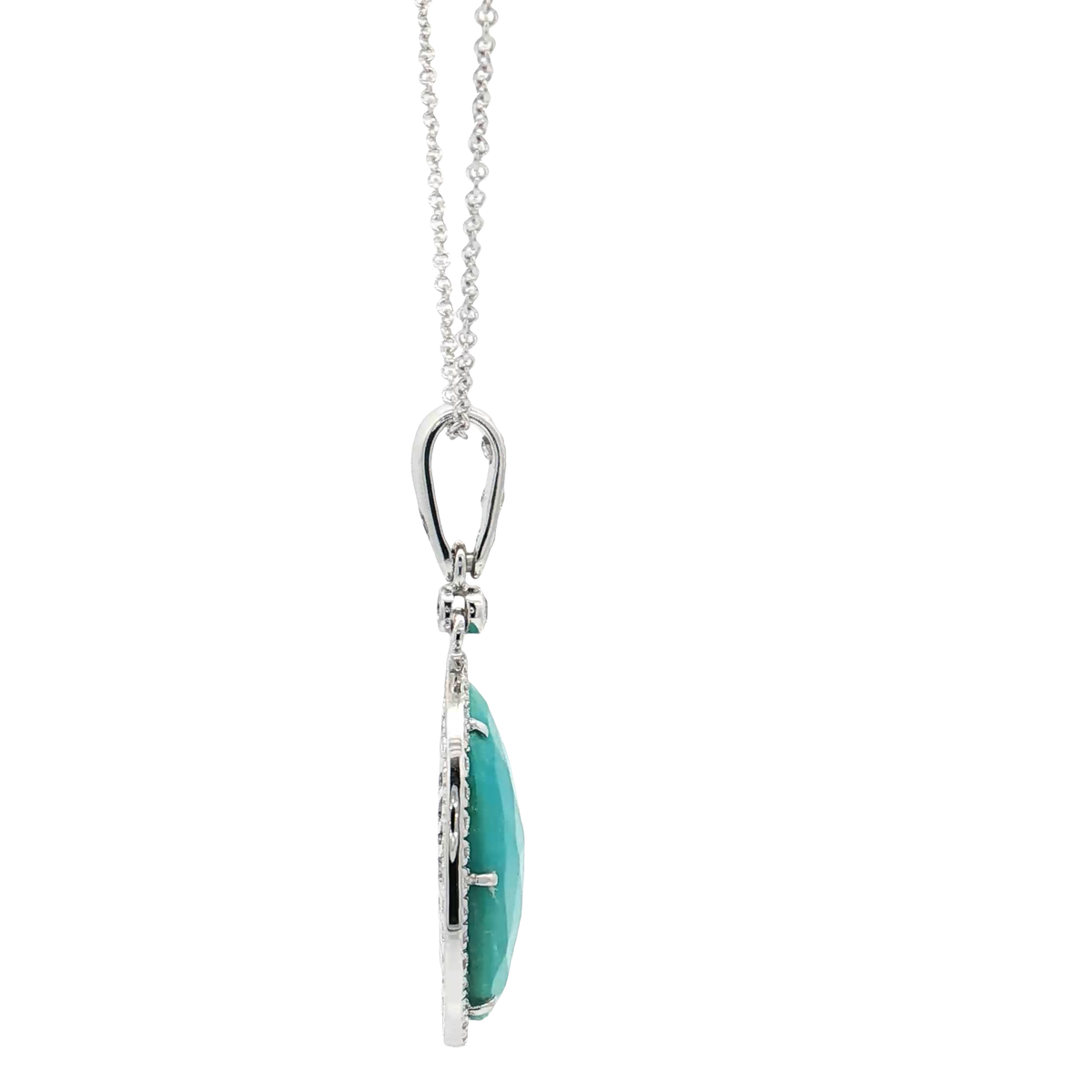 White Gold Turquoise & Diamond Necklace