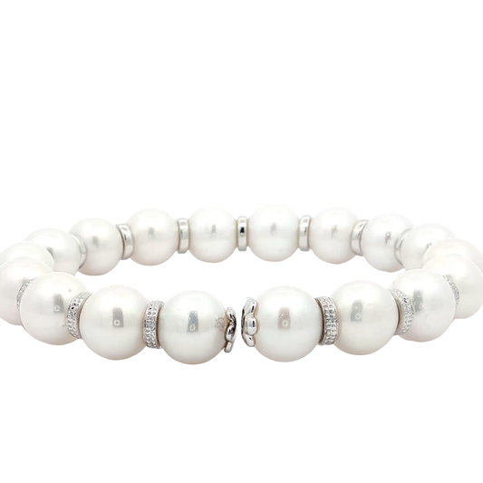 White Gold Pearl & Diamond Bracelet