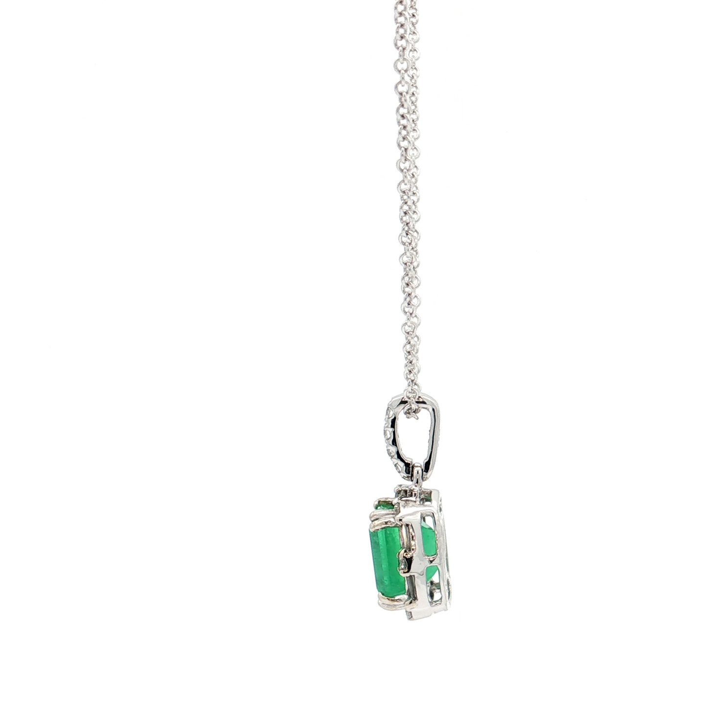 White Gold Emerald & Diamond Necklace