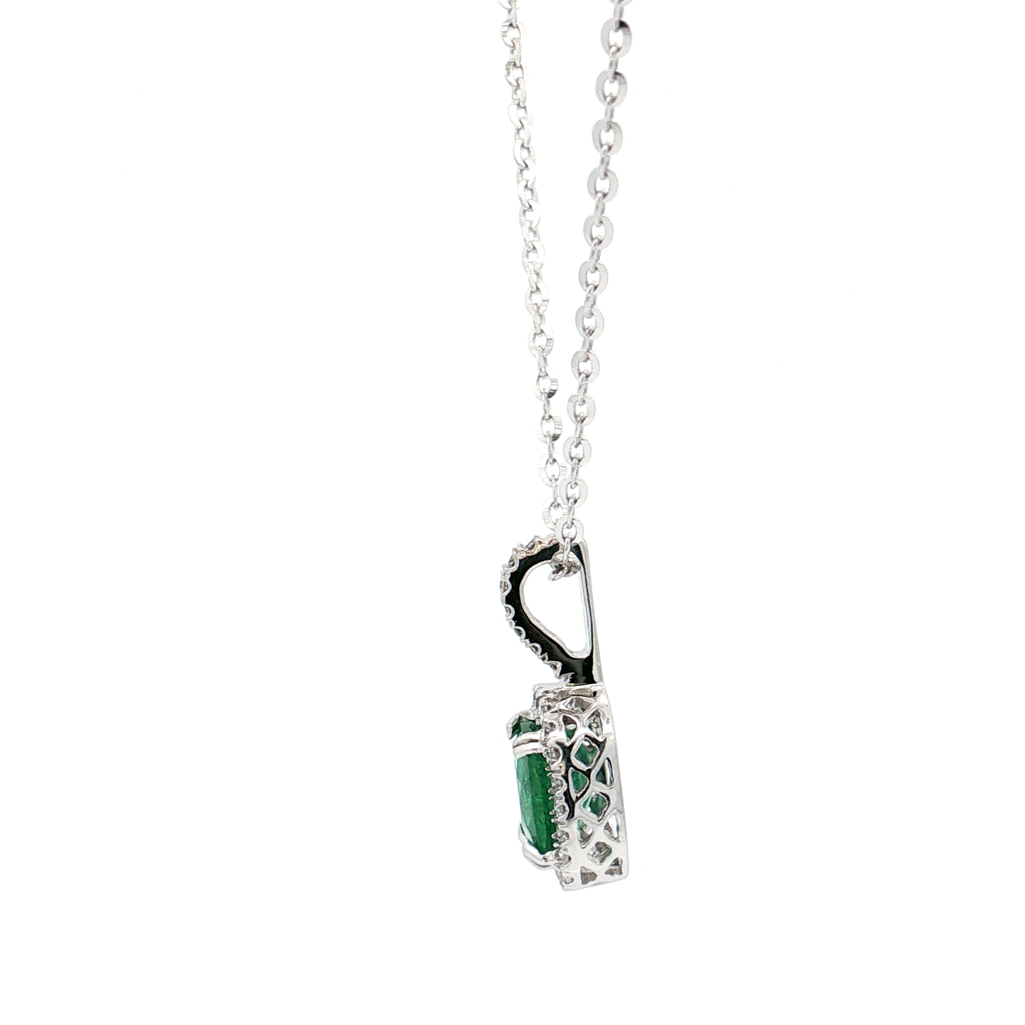 White Gold Emerald & Diamond Necklace