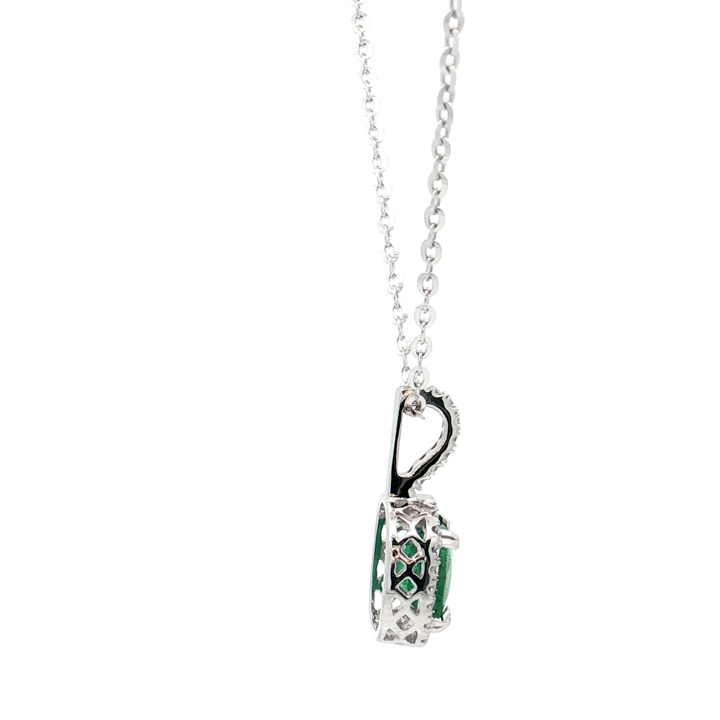 White Gold Emerald & Diamond Necklace