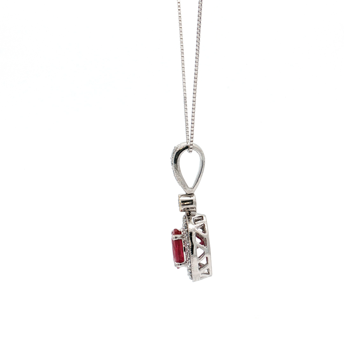 White Gold Ruby & Diamond Necklace