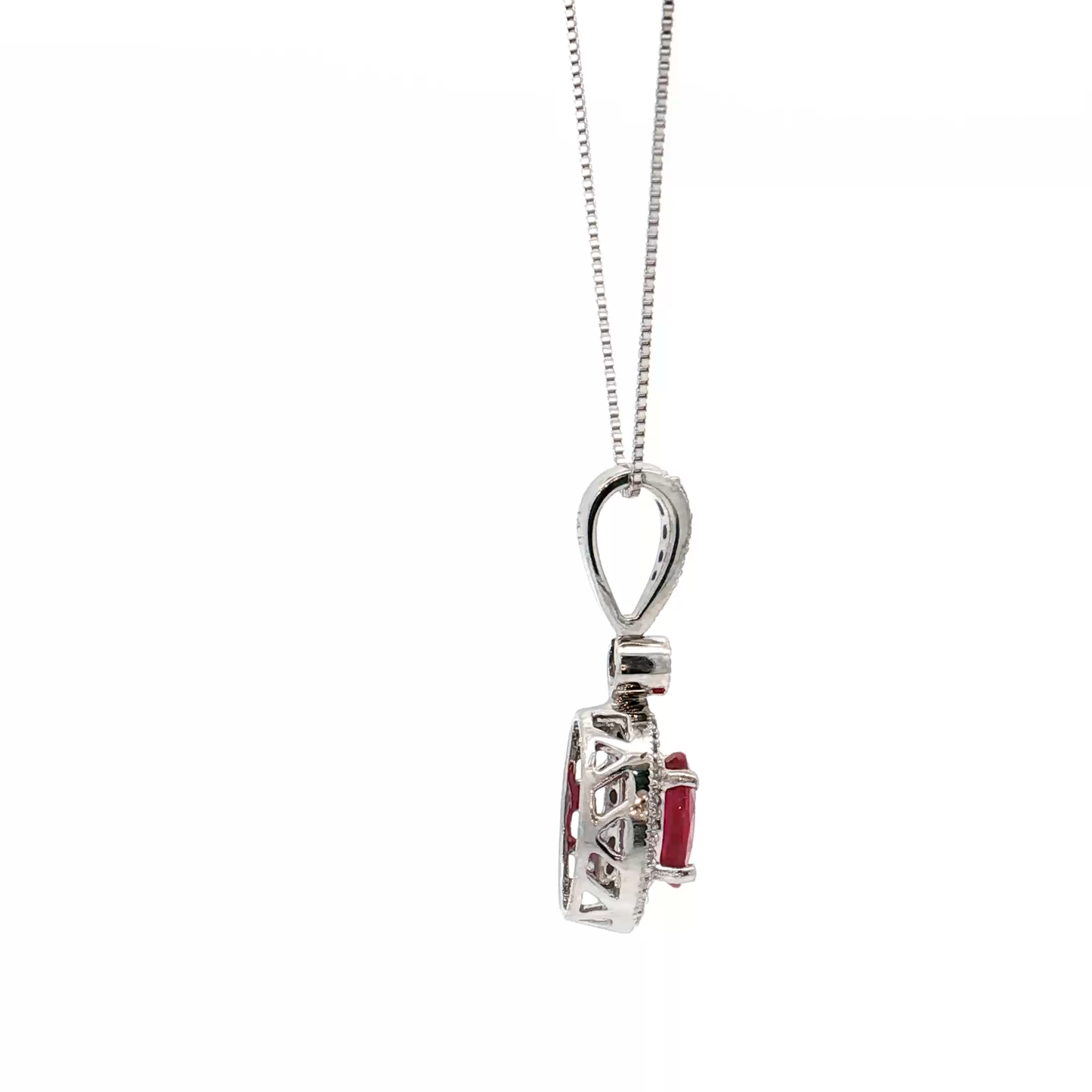 White Gold Ruby & Diamond Necklace