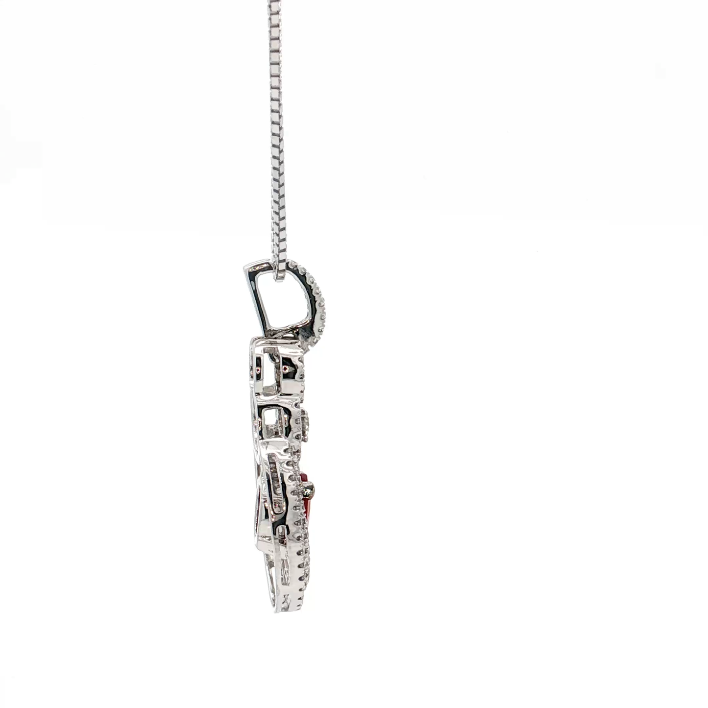 White Gold Ruby & Diamond Necklace