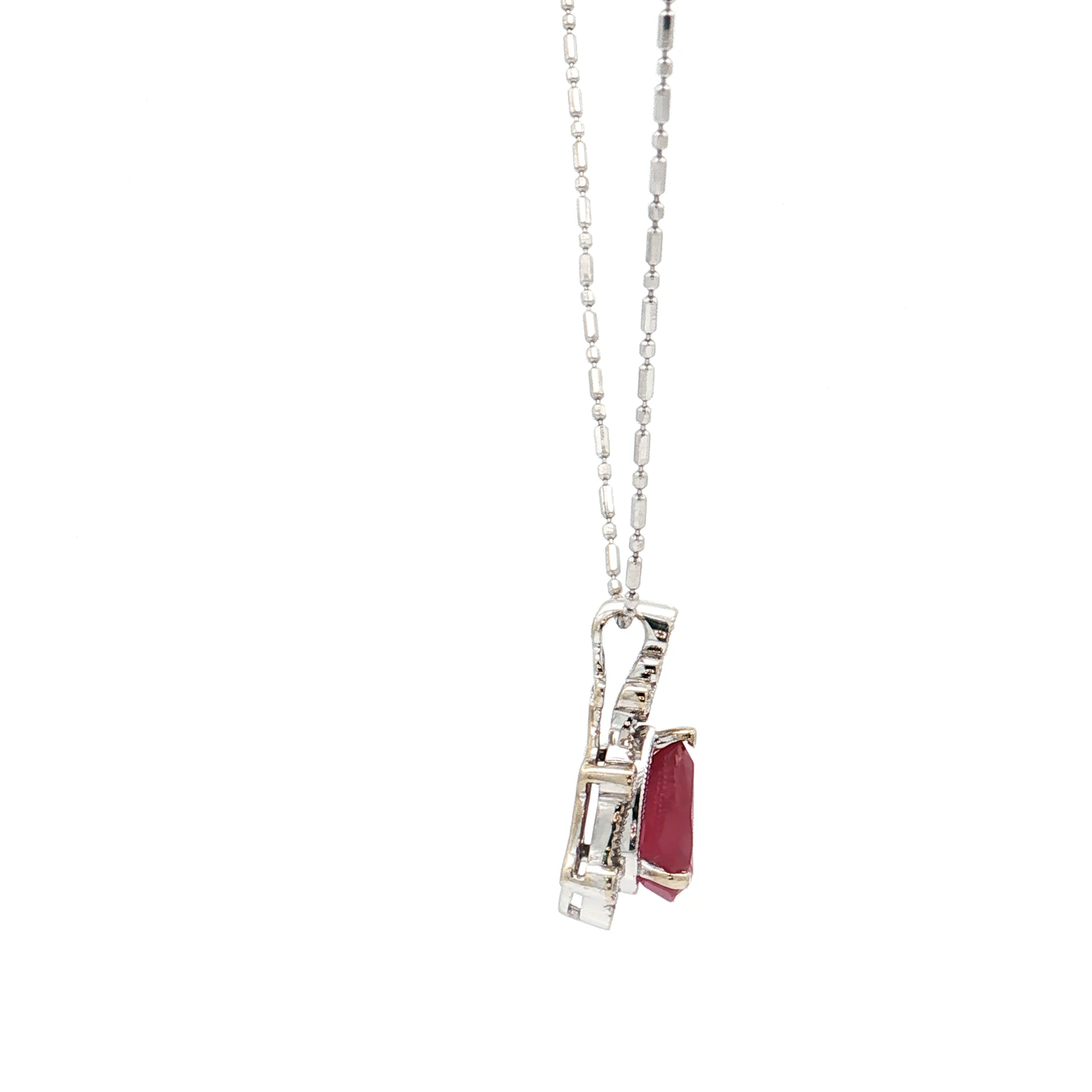 White Gold Ruby & Diamond Necklace