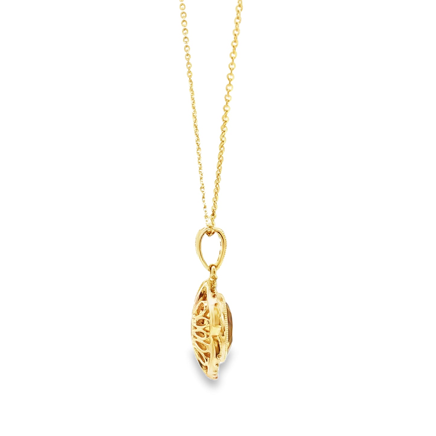 Yellow Gold Citrine & Diamond Necklace