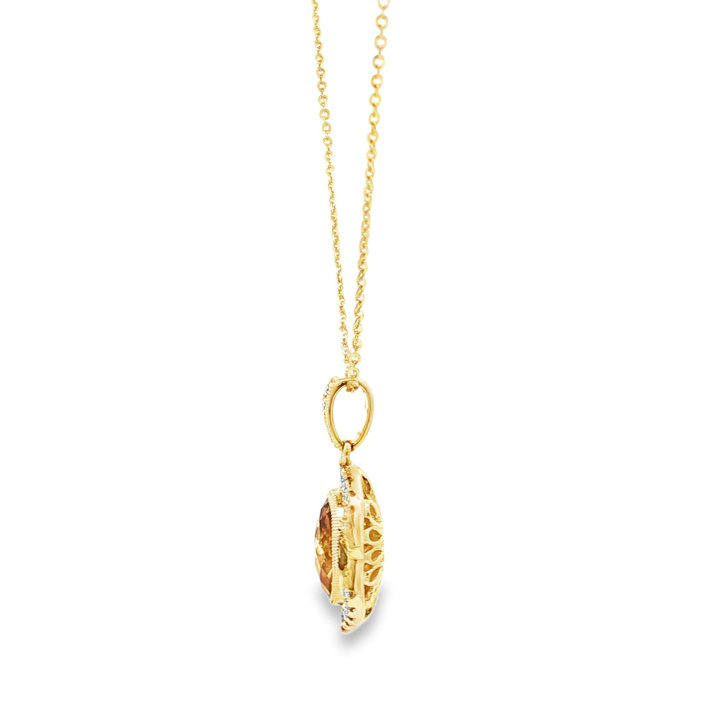 Yellow Gold Citrine & Diamond Necklace