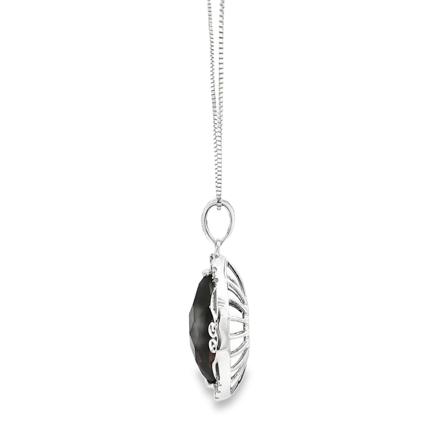 White Gold Garnet & Diamond Necklace