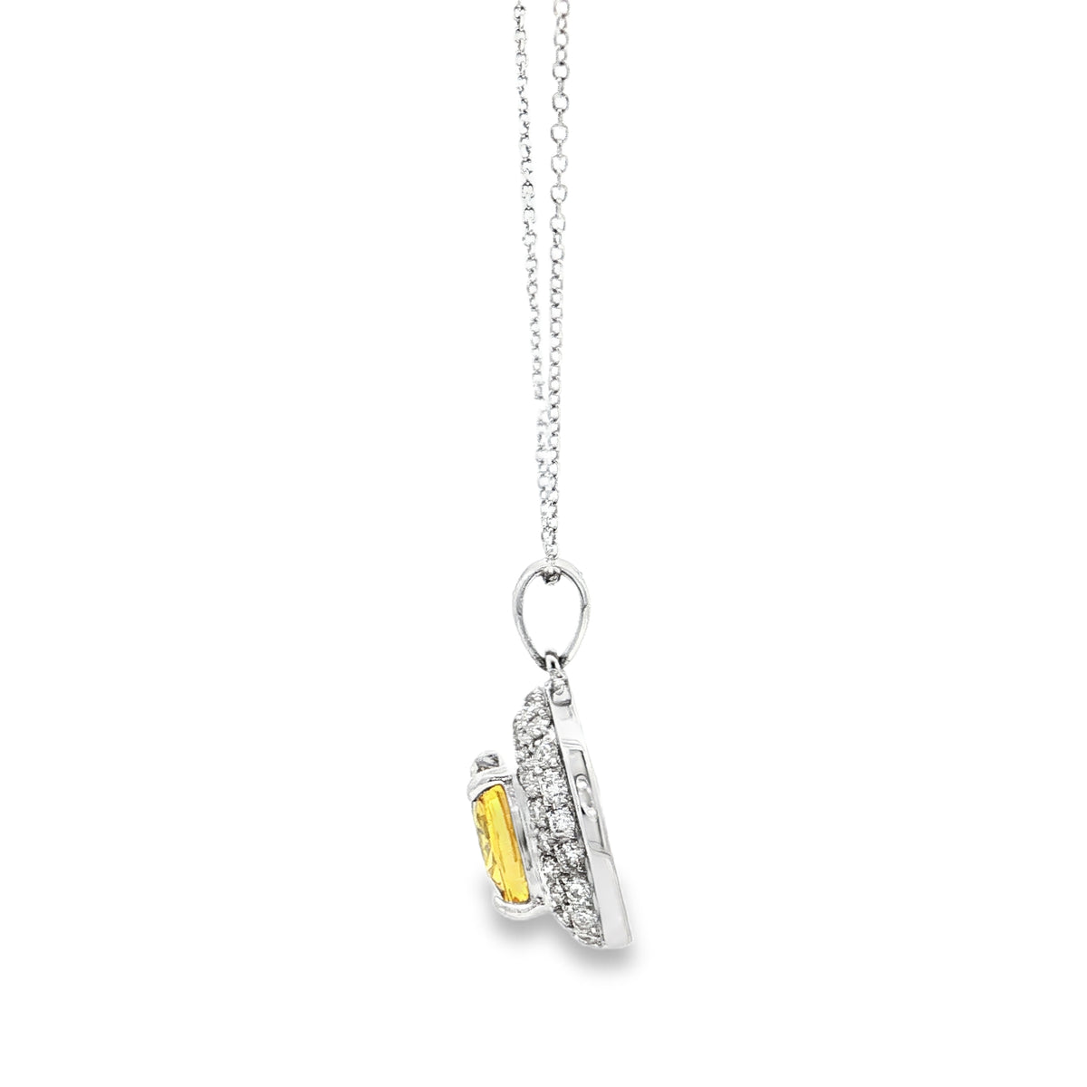White Gold Yellow Sapphire & Diamond Necklace