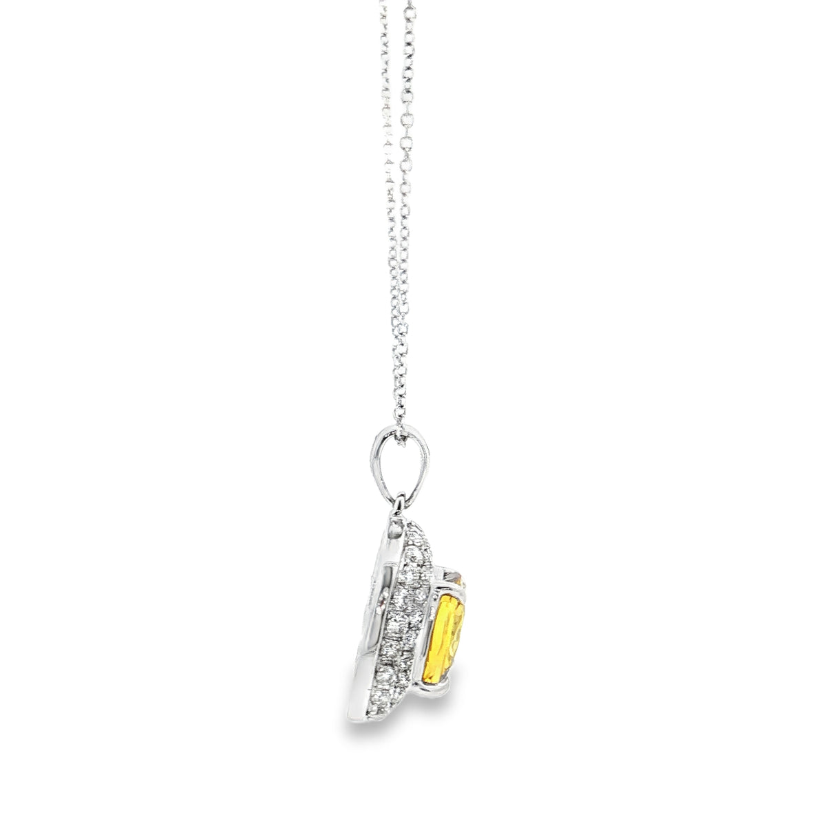 White Gold Yellow Sapphire & Diamond Necklace