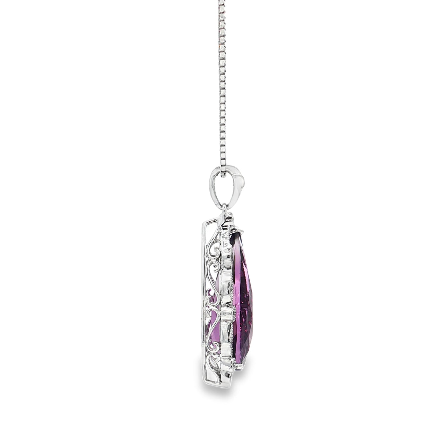 White Gold Amethyst & Diamond Necklace