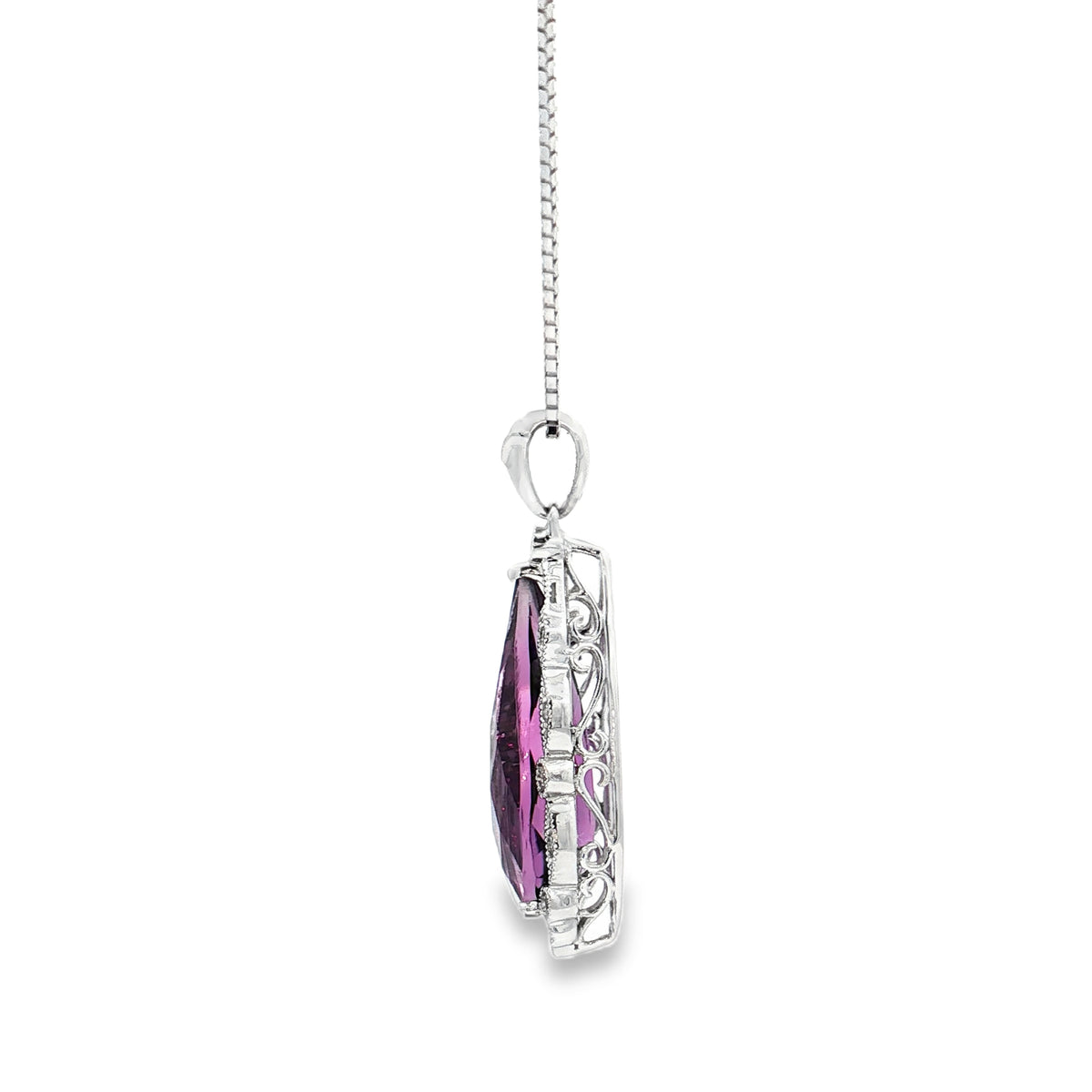 White Gold Amethyst & Diamond Necklace