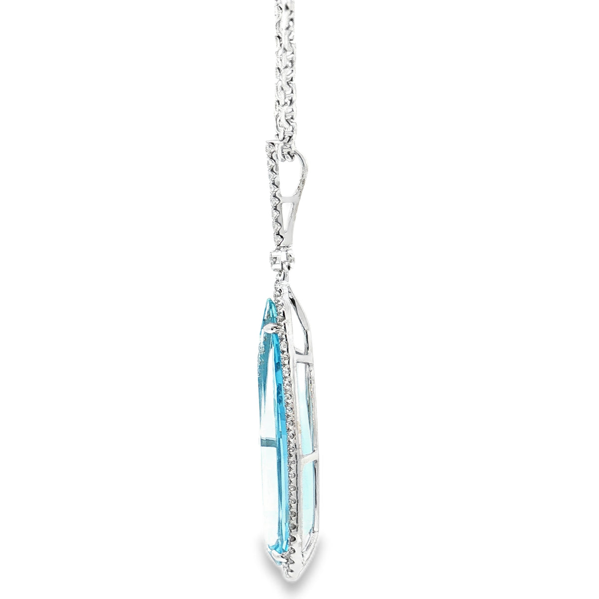 White Gold Aquamarine & Diamond Necklace
