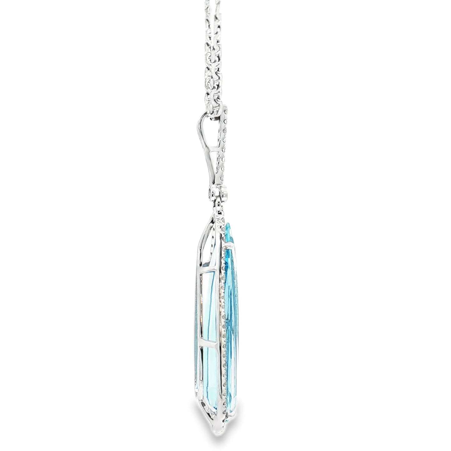 White Gold Aquamarine & Diamond Necklace