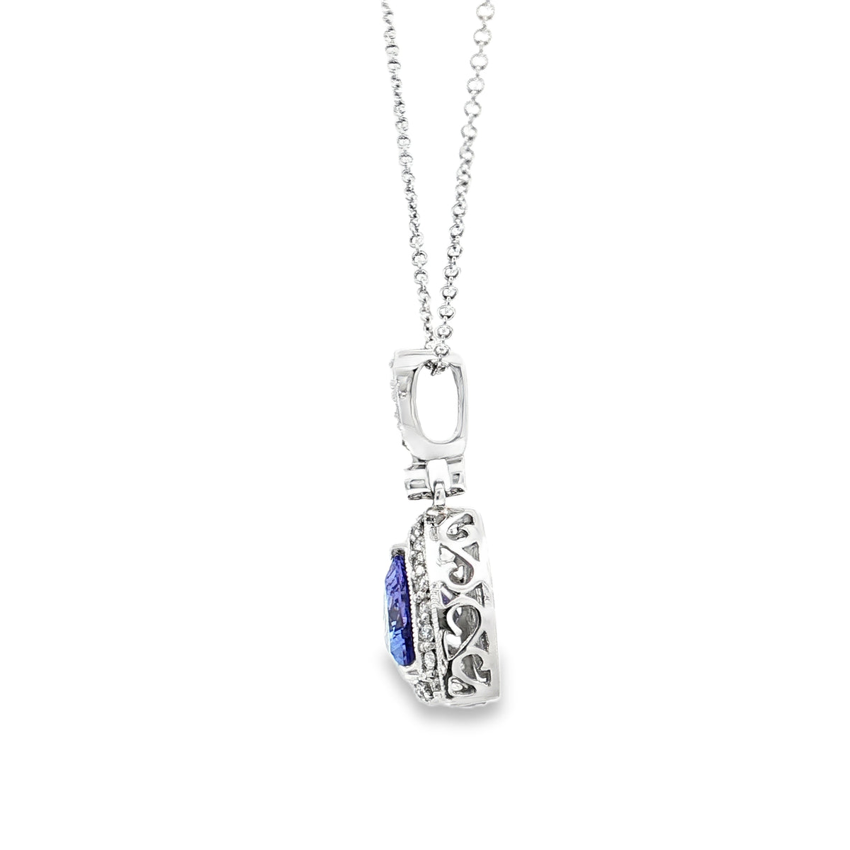 White Gold Tanzanite & Diamond Necklace