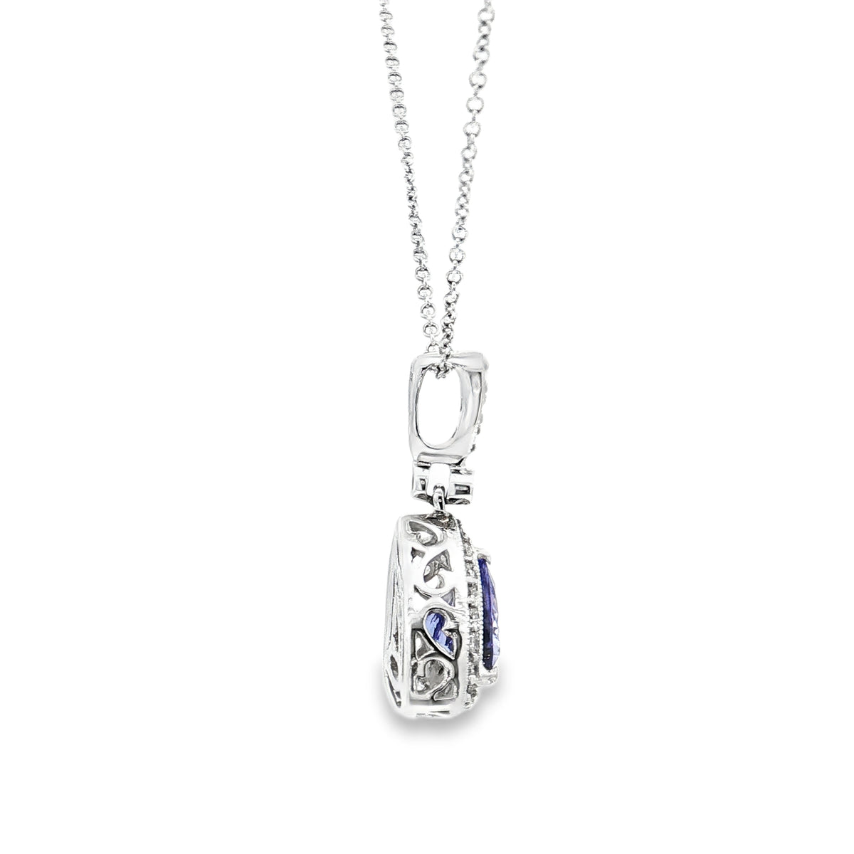 White Gold Tanzanite & Diamond Necklace