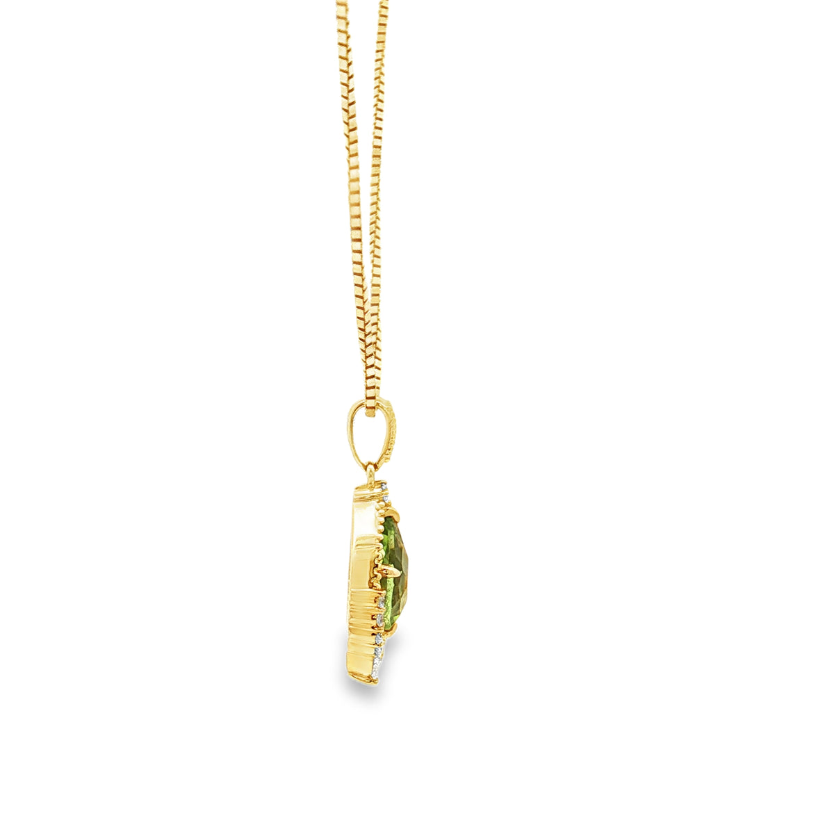 Yellow Gold Peridot & Diamond Necklace