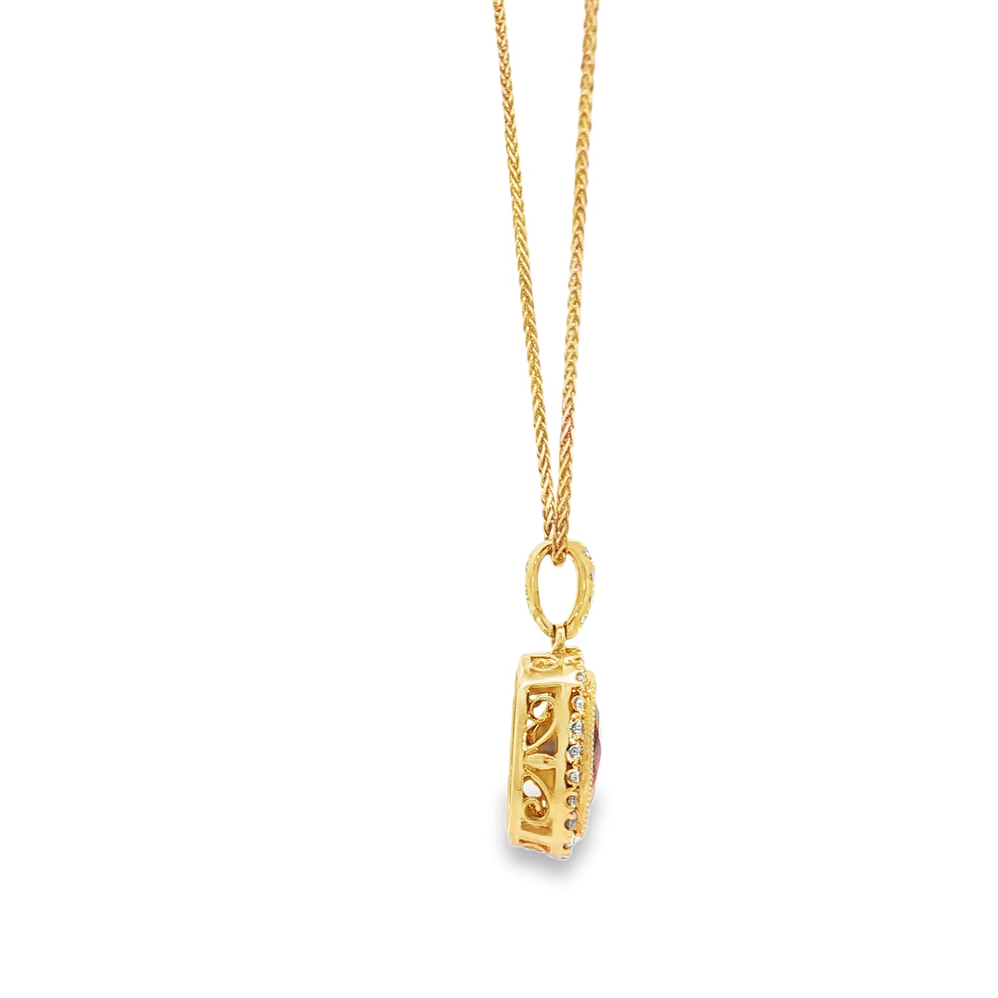 Yellow Gold Garnet & Diamond Necklace