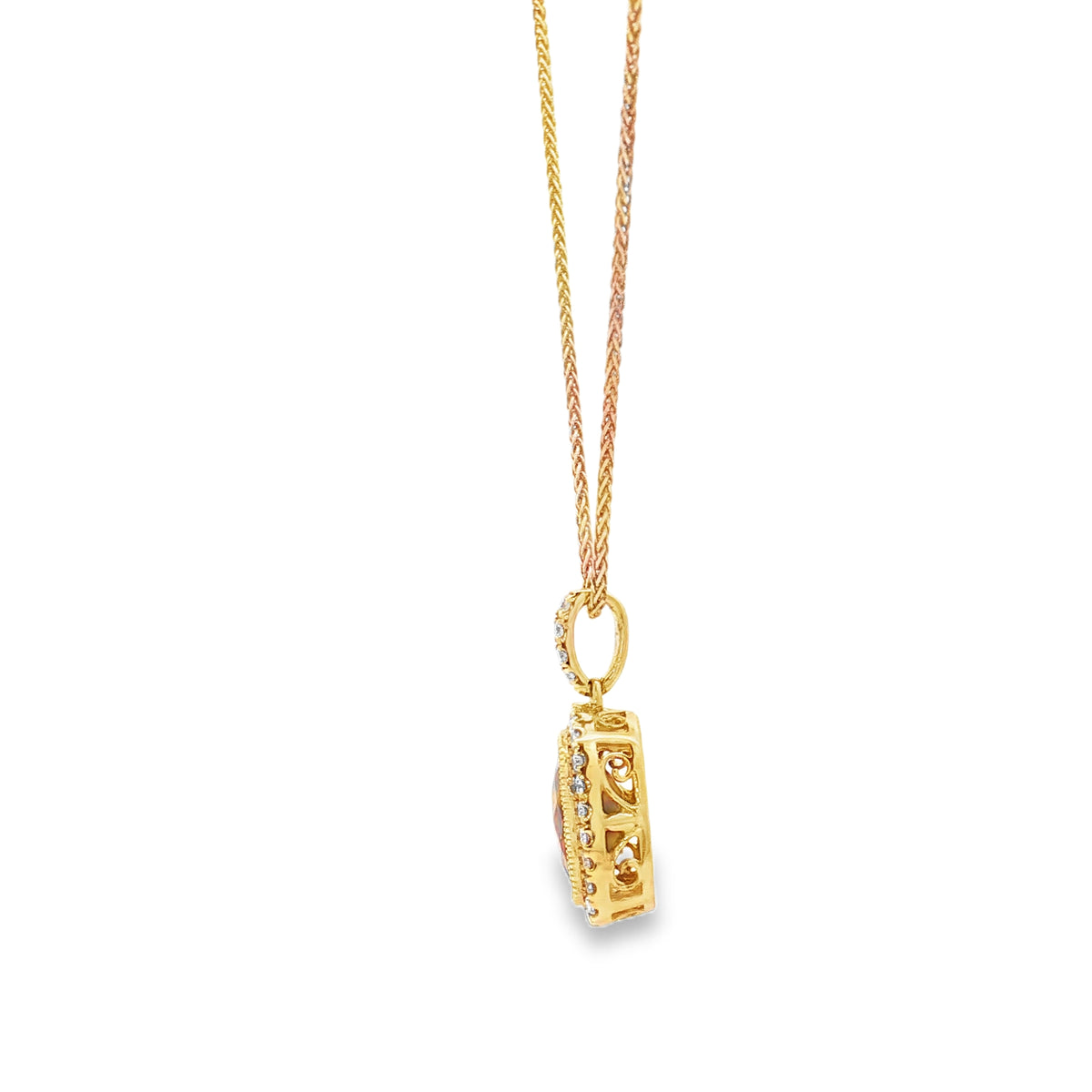 Yellow Gold Garnet & Diamond Necklace
