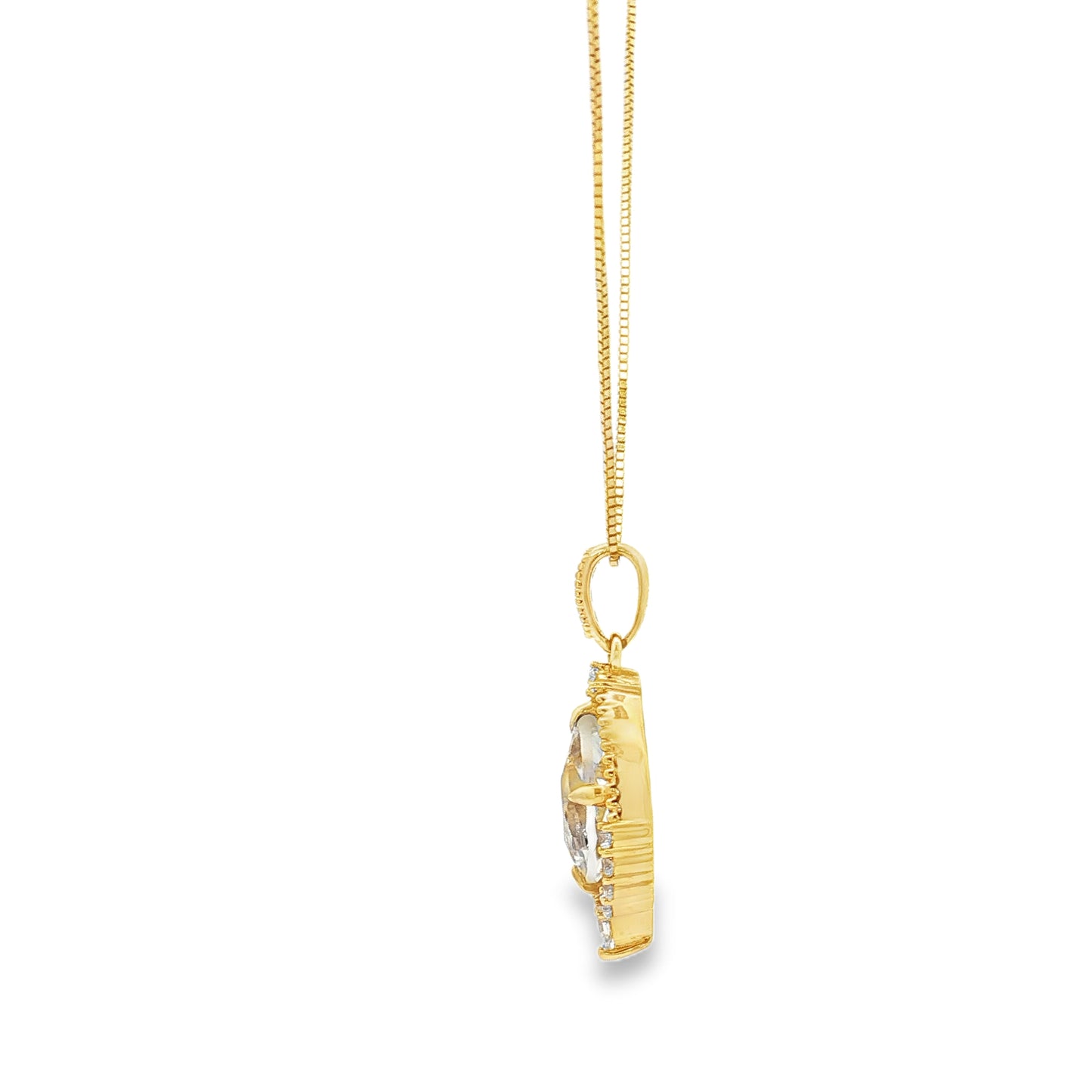 Yellow Gold Aquamarine & Diamond Necklace