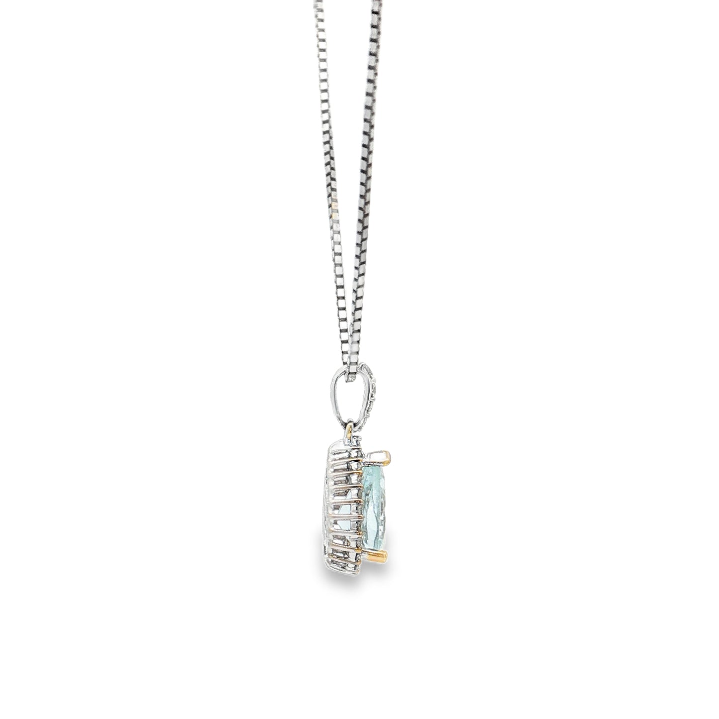 White Gold Aquamarine & Diamond Necklace