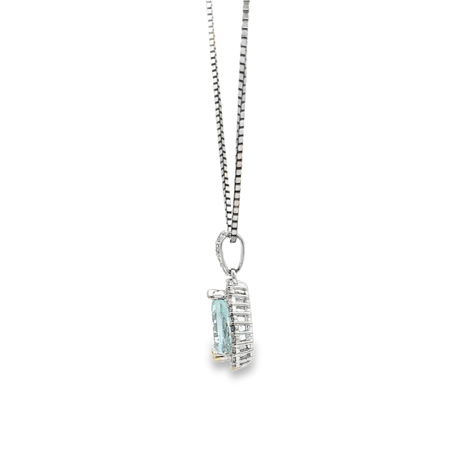 White Gold Aquamarine & Diamond Necklace