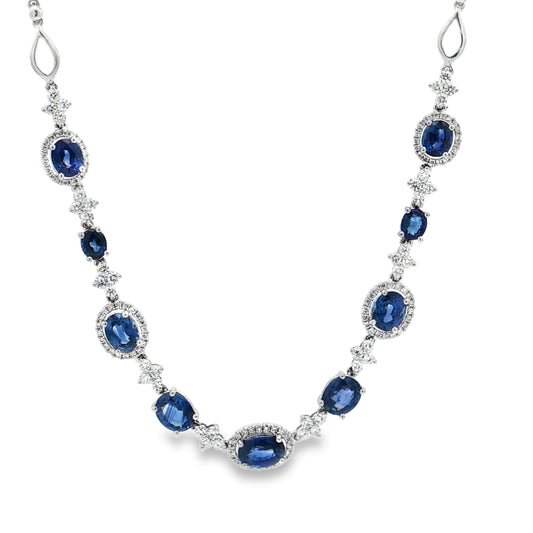 White Gold Sapphire & Diamond Necklace