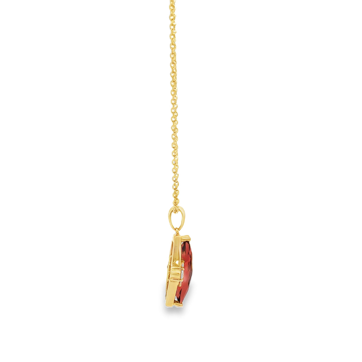 Yellow Gold Garnet & Diamond Necklace