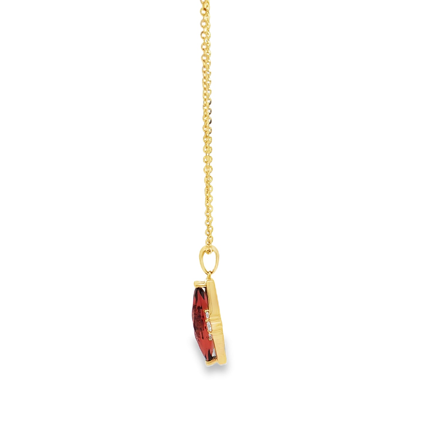 Yellow Gold Garnet & Diamond Necklace
