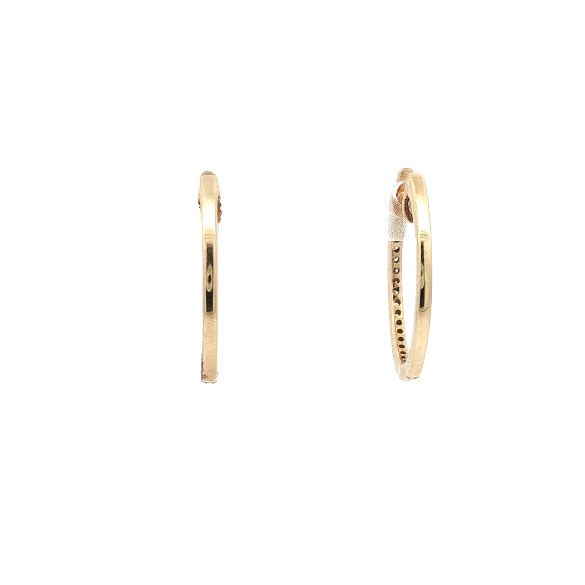 Yellow Gold Hoop Earrings with Round Brilliant Diamonds