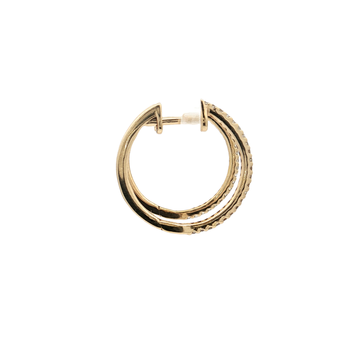 Yellow Gold Hoop Earrings with Round Brilliant Diamonds