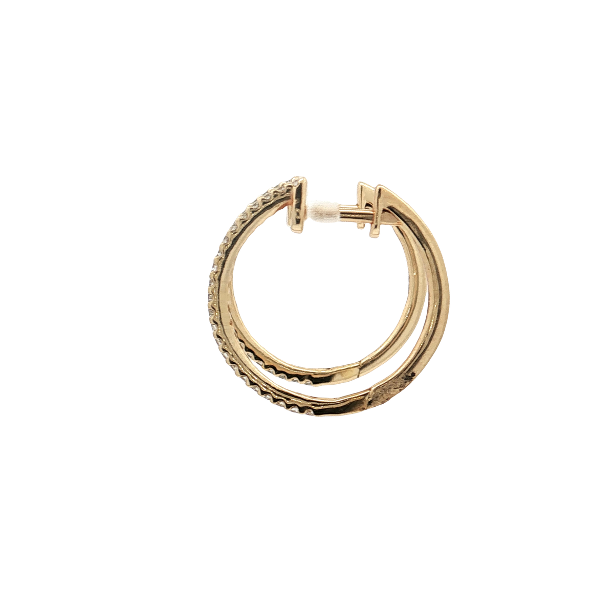 Yellow Gold Hoop Earrings with Round Brilliant Diamonds