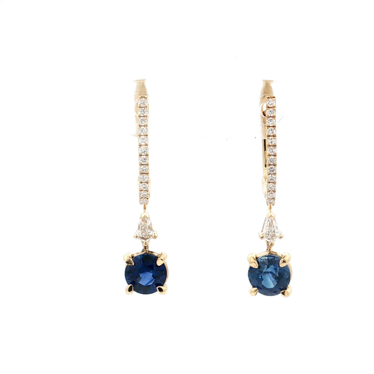 Yellow Gold Sapphire & Diamond Earrings
