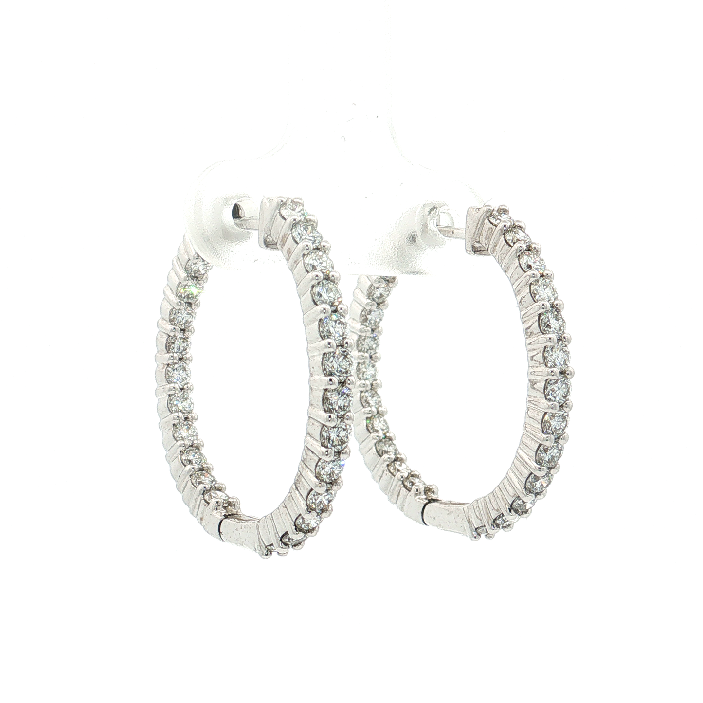 White Gold Lab-Diamond Hoop Earrings