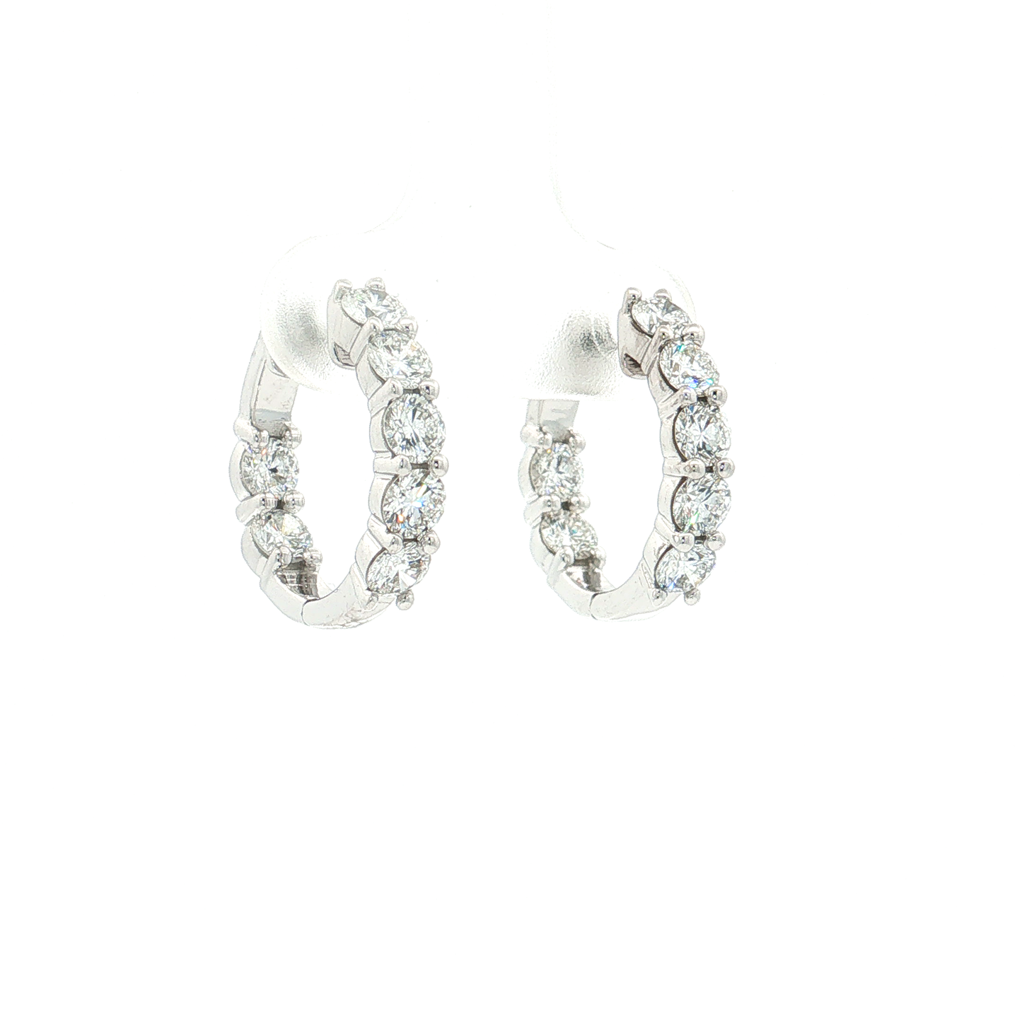 White Gold Lab-Diamond Hoop Earrings