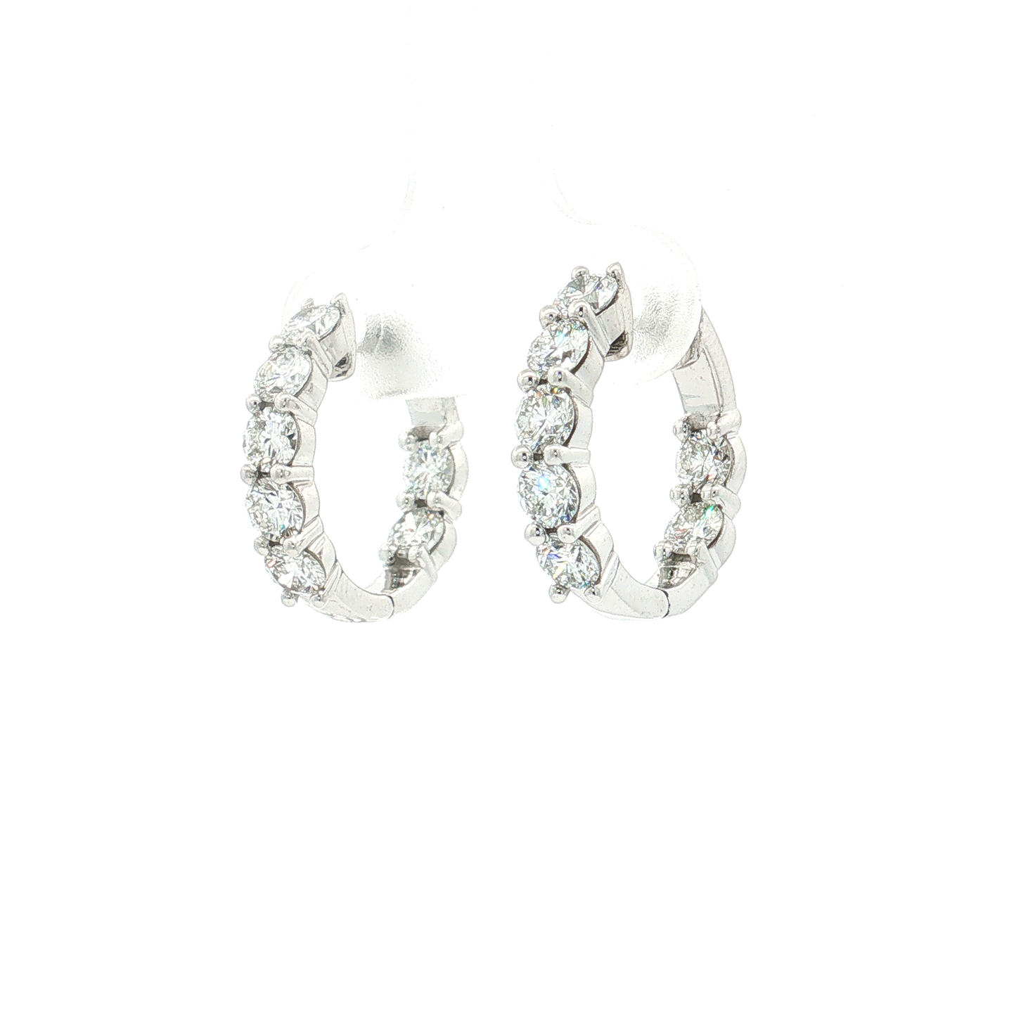 White Gold Lab-Diamond Hoop Earrings