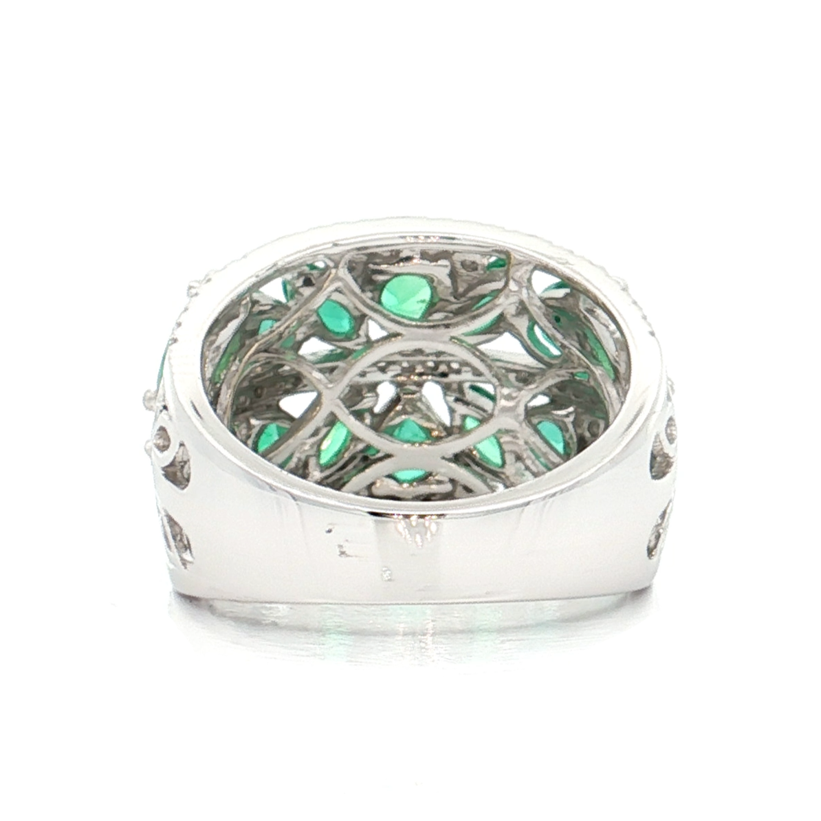 White Gold Emerald & Diamond Band