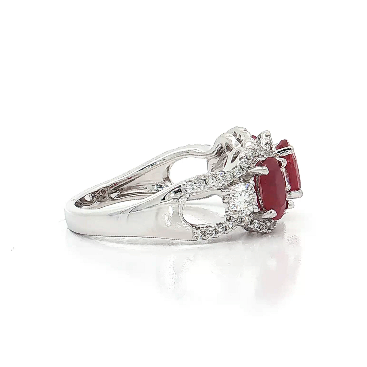 White Gold Ruby & Diamond Band