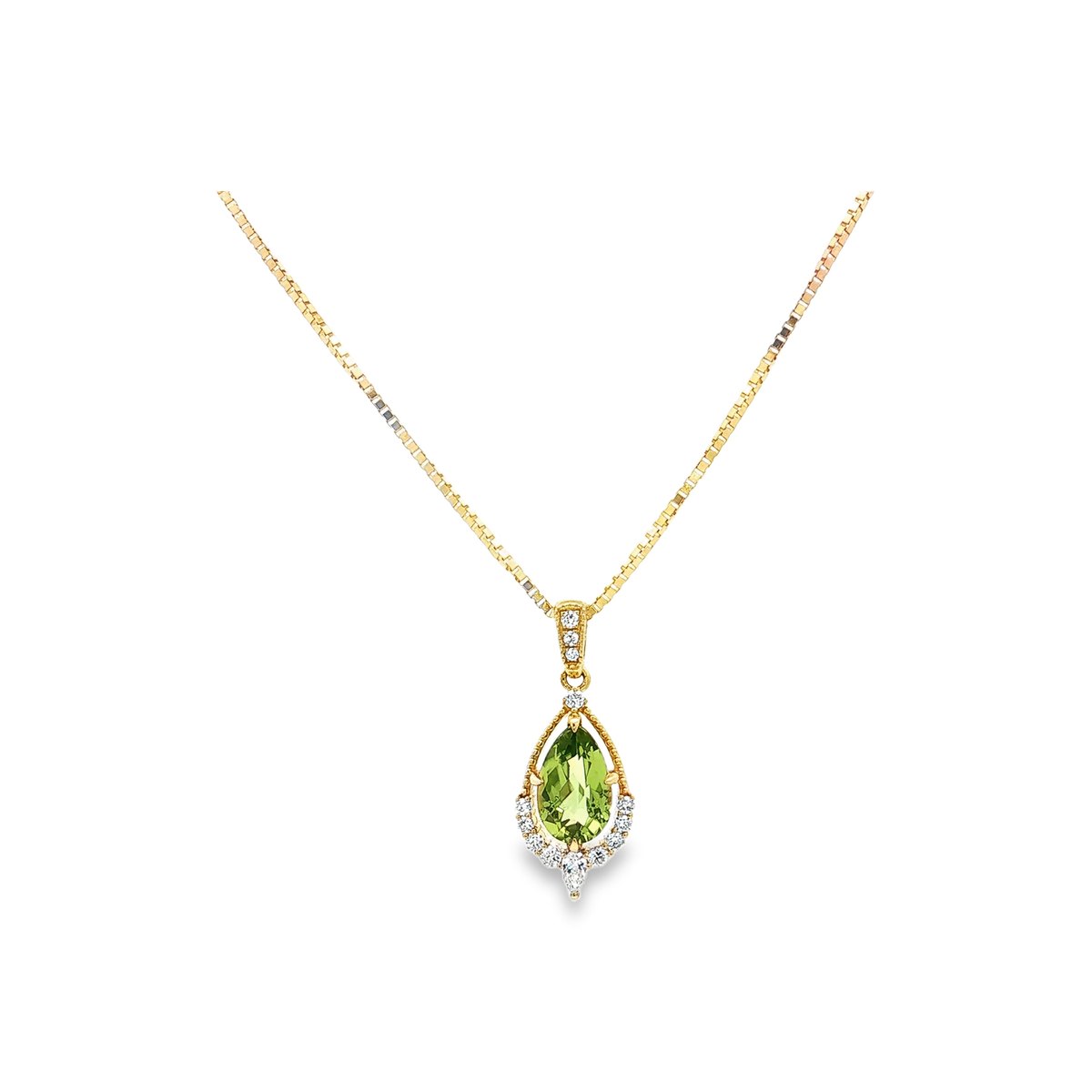 Yellow Gold Peridot & Diamond Necklace