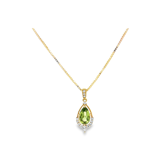 Yellow Gold Peridot & Diamond Necklace