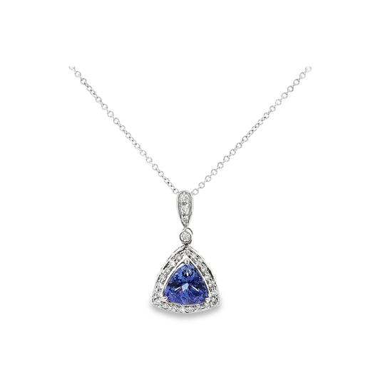White Gold Tanzanite & Diamond Necklace