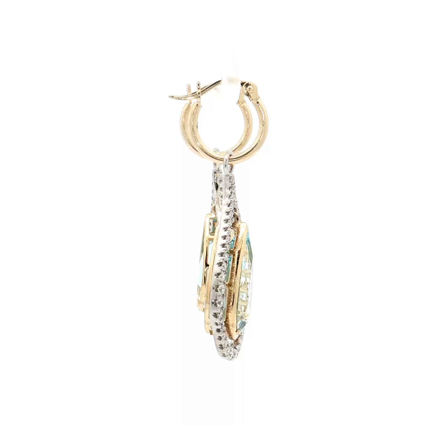Yellow Gold Aquamarine & Diamond Earrings