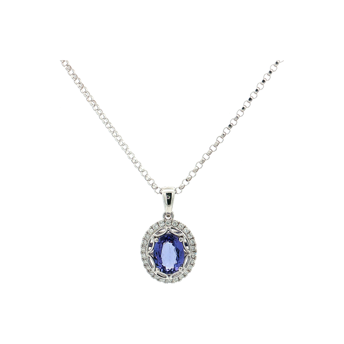 White Gold Tanzanite & Diamond Necklace